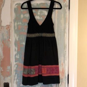 Free People Dress black dress with embroidered trim Sz S